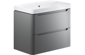 Hertford 805mm 2 Drawer Wall Hung Basin Unit - Matt Grey