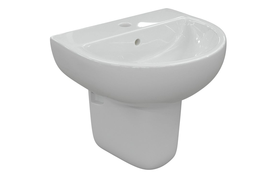 London 600x500mm 1TH Basin & Full Pedestal