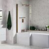 815x1500mm L Shape Bath Screen (6mm) - Brushed Bronze