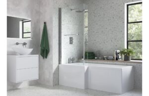Ramsdell L Shape SUPERCAST 1700x850x560mm 0TH Shower Bath Pack (LH) - Chrome