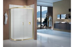 Merlyn Vivid Boost 1000x800mm 1 Door Offset Quadrant - Brushed Brass