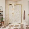 Aqua Silver 1000x800mm 2 Door Offset Quadrant - Brushed Brass