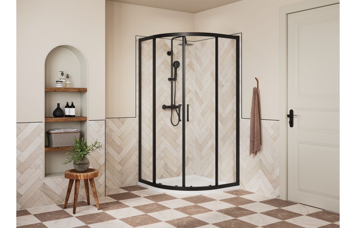 Aqua Silver 800mm 2 Door Quadrant - Matt Black