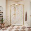Aqua Silver 800mm 2 Door Quadrant - Brushed Brass