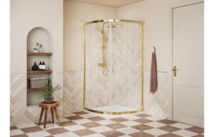 Aqua Silver 800mm 2 Door Quadrant - Brushed Brass