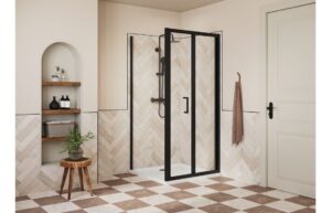 Aqua Silver 900mm Bi-fold Door - Matt Black