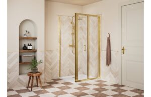 Aqua Silver 900mm Bi-fold Door - Brushed Brass