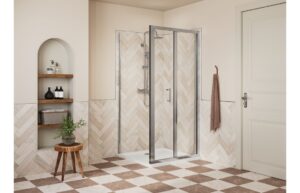 Aqua Silver 900mm Bi-fold Door - Chrome