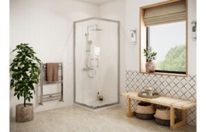Aqua Silver Easy-Fit 760mm Corner Entry Door - Chrome