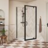 Aqua Silver 700mm Pivot Door - Matt Black