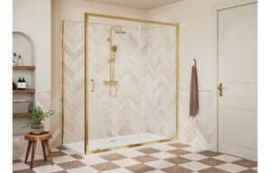 Aqua Silver 1500mm Sliding Door - Brushed Brass