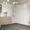 Aqua Platinum 700mm Wetroom Side Panel & Arm - Brushed Brass
