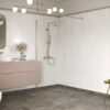 Aqua Platinum 700mm Wetroom Panel & Support Bar - Brushed Brass