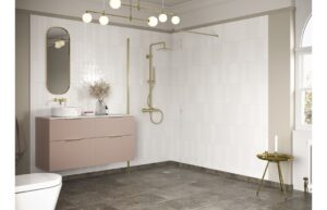 Aqua Platinum 1000mm Wetroom Panel & Support Bar - Brushed Brass