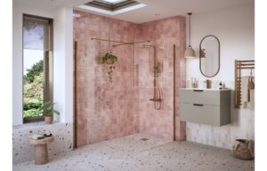 Aqua Platinum 700mm Wetroom Side Panel & Arm - Brushed Bronze