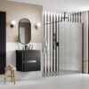 Aqua Platinum 800mm Fluted Wetroom Panel & Support Arm - Matt Black