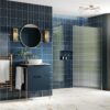 Aqua Platinum 800mm Fluted Wetroom Panel & Support Bar - Brushed Brass