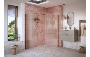 Aqua Platinum 800mm Fluted Wetroom Panel & Side Panel Arm - Brushed Bronze