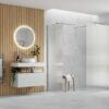 Aqua Platinum 800mm Fluted Wetroom Panel & Side Panel Arm - Chrome