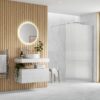 Aqua Platinum 800mm Fluted Wetroom Panel & Support Bar - Chrome