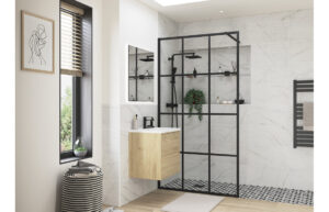 Aqua Platinum 760mm Framed Wetroom Panel - Matt Black