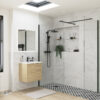 Aqua Platinum 700mm Wetroom Side Panel & Arm - Matt Black