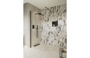 Aqua Platinum 1200mm Wetroom Panel & Support Bar - Gunmetal