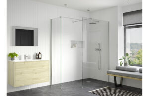 Aqua Platinum 700mm Wetroom Side Panel & Arm - Chrome