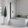 800x1400mm Square Bath Screen (6mm) - Black