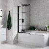 800x1400mm Square Grid Bath Screen (6mm) - Black