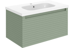 Hatfield 815mm Wall Hung 1 Drawer Basin Unit & 1TH Basin - Matt Willow Green