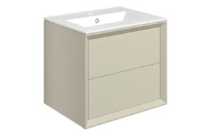 Harpenden 610mm Wall Hung 2 Drawer Basin Unit & 1TH Thin Edge Basin - Matt Cotton