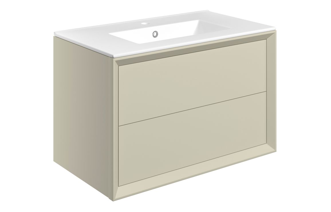 Harpenden 810mm Wall Hung 2 Drawer Basin Unit & 1TH Thin Edge Basin - Matt Cotton