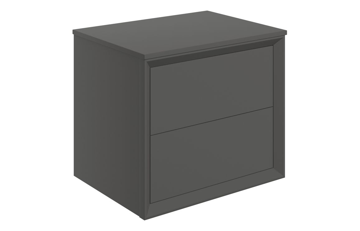 Harpenden 610mm Wall Hung 2 Drawer Basin Unit & Top - Matt Clay