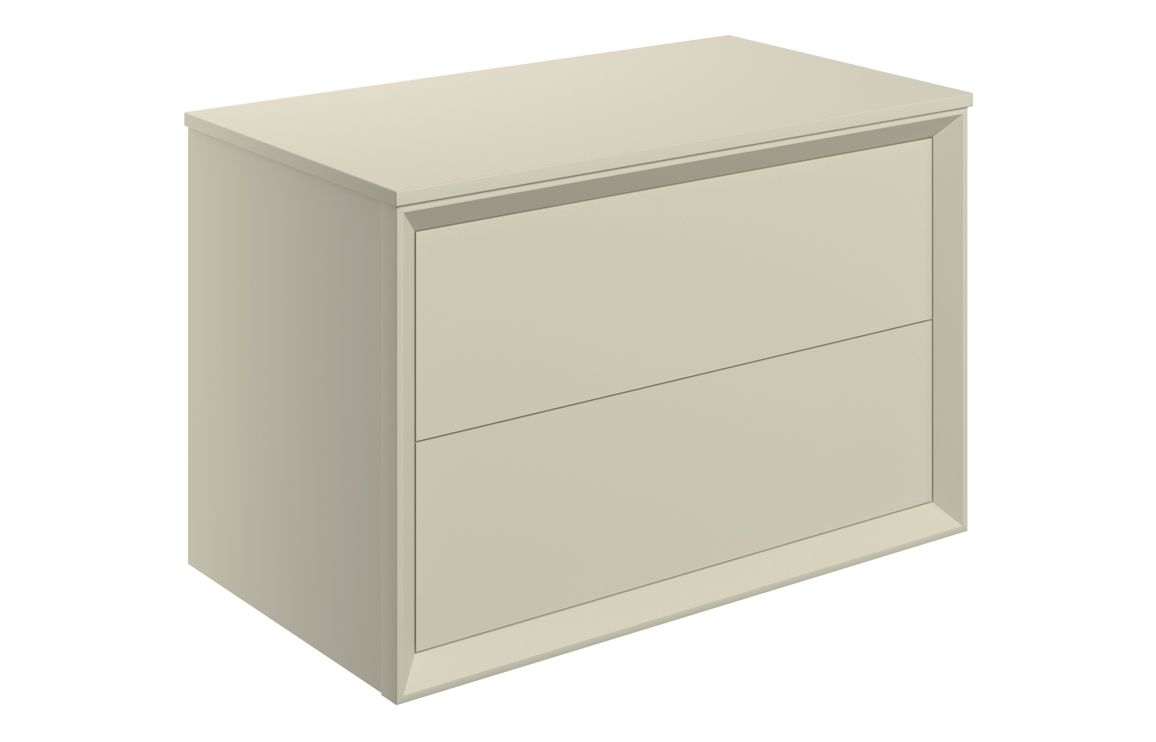 Harpenden 810mm Wall Hung 2 Drawer Basin Unit & Top - Matt Cotton