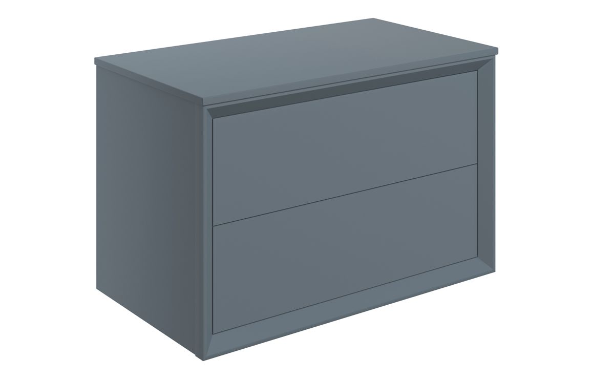 Harpenden 810mm Wall Hung 2 Drawer Basin Unit & Top - Matt Storm Blue