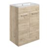 Malvern 610mm Floor Standing 2 Door Basin Unit & 1TH Thin Edge Basin - Oak