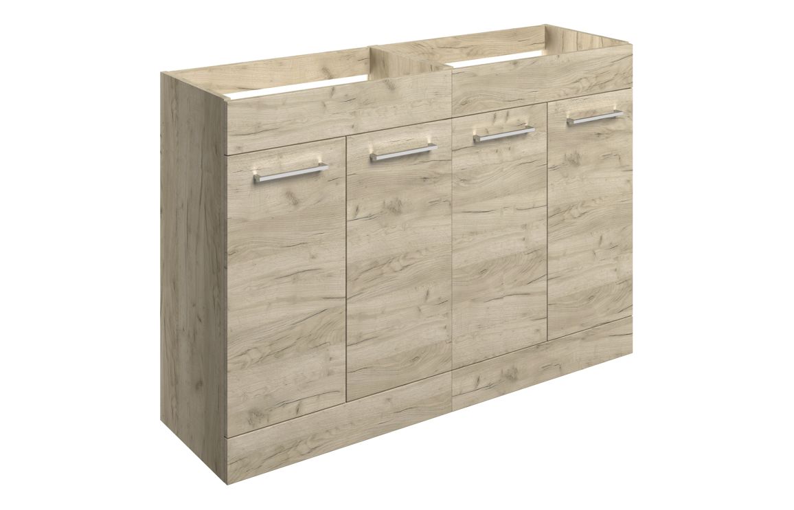 Malvern 1180mm Floor Standing 2 Door Basin Unit Run (No Top) - Oak