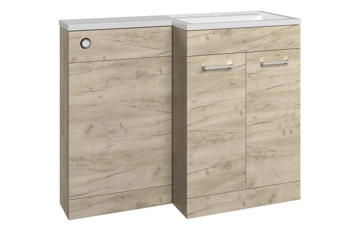 Henlow 1000mm F/S L-Shape Pack & Basin (RH) - Oak