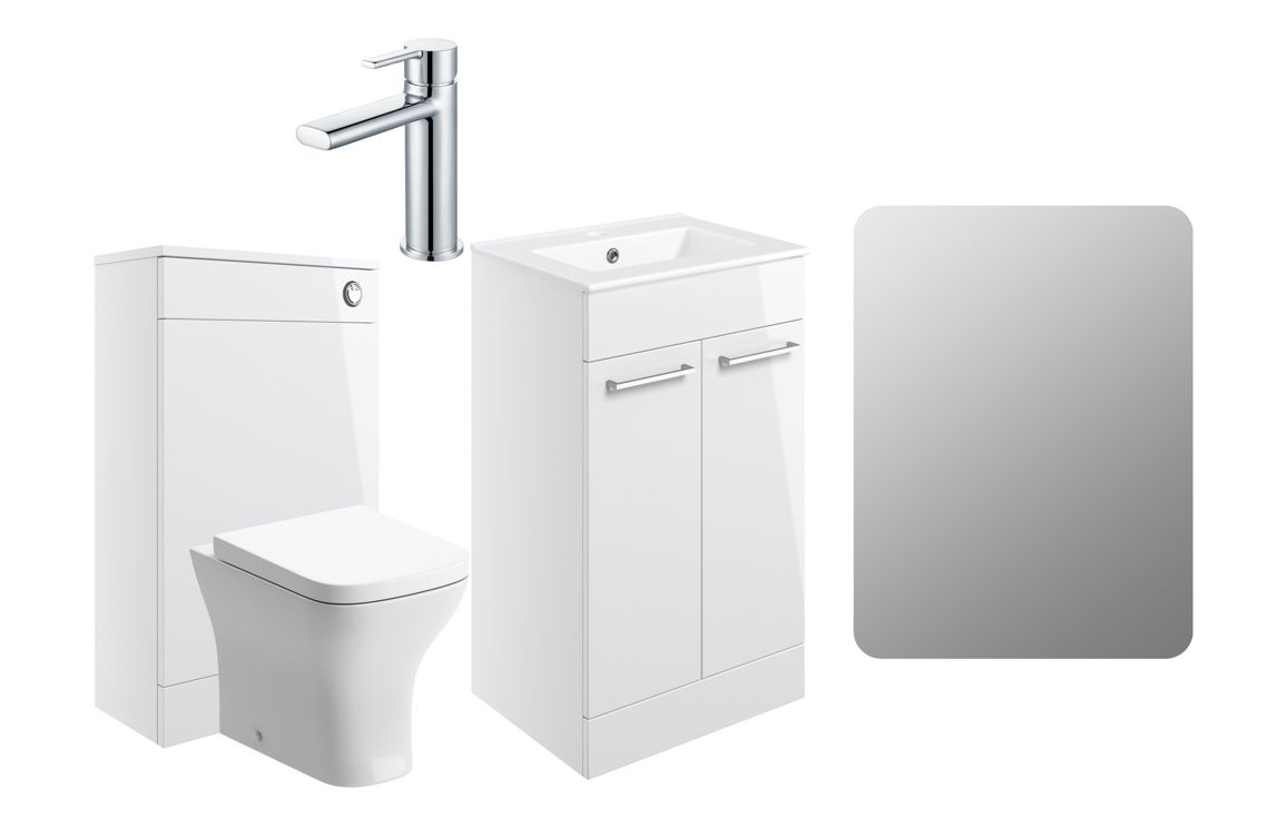 Malvern 510mm F/S Furniture Pack - White Gloss w/Chrome Finishes