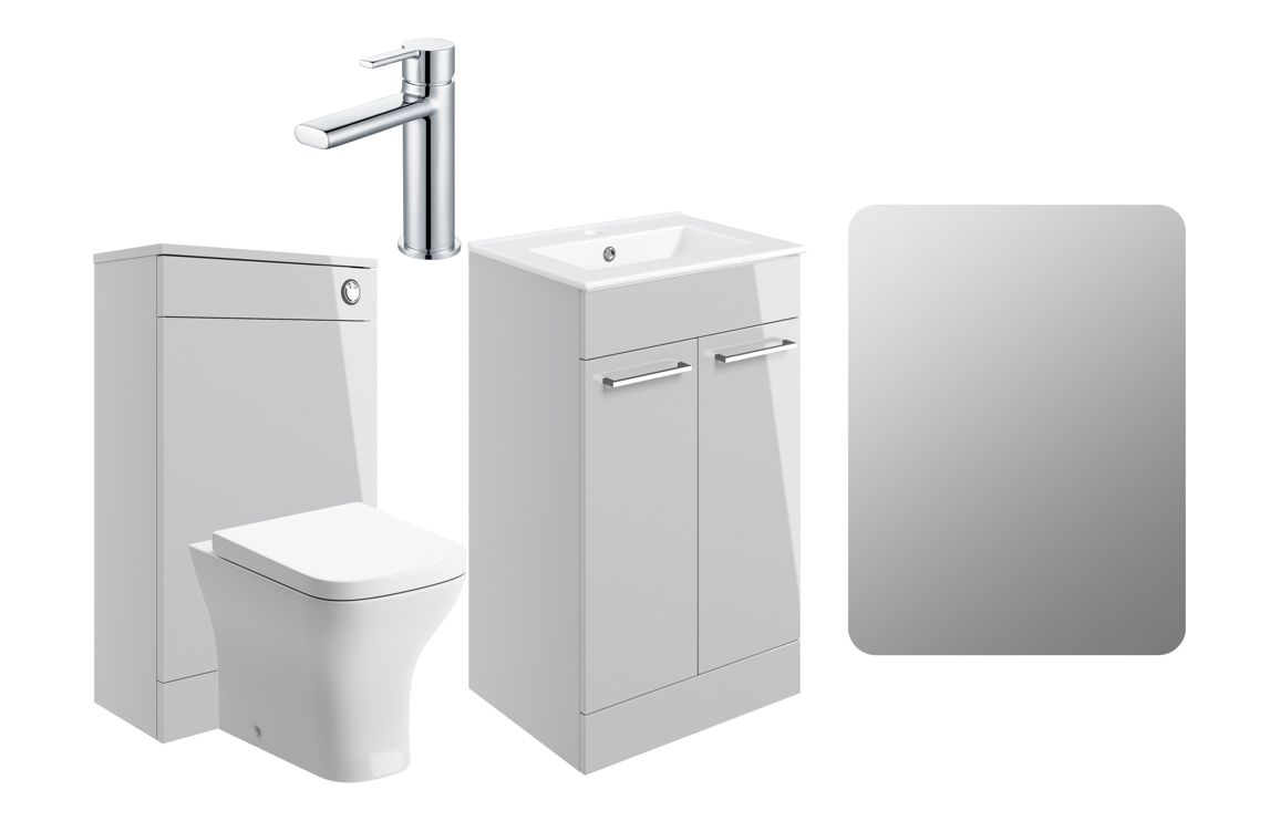 Malvern 510mm F/S Furniture Pack - Grey Gloss w/Chrome Finishes