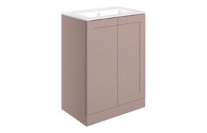 Benington 615mm Floor Standing 2 Door Basin Unit & Basin - Matt Peony