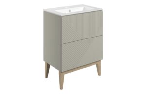Datchworth 615mm Floor Standing 2 Drawer Basin Unit & Basin - Matt Oat