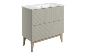 Datchworth 815mm Floor Standing 2 Drawer Basin Unit & Basin - Matt Oat