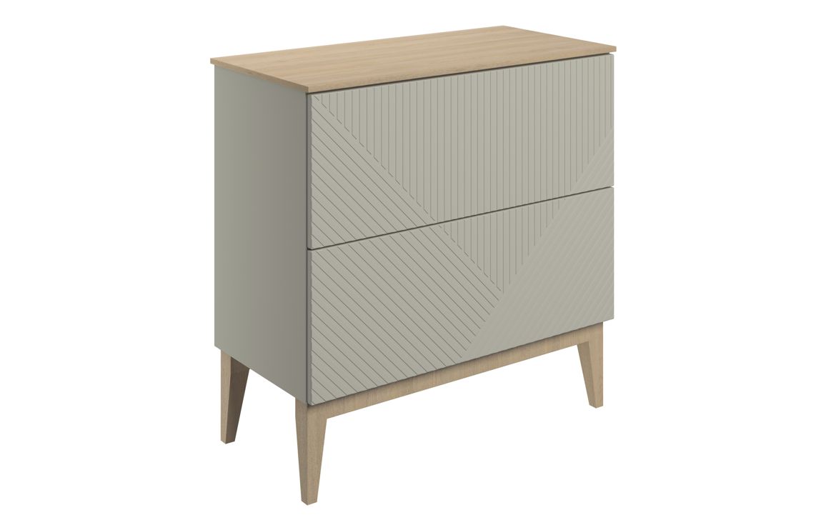 Datchworth 810mm Floor Standing 2 Drawer Basin Unit & Maple Oak Effect Worktop - Matt Oat