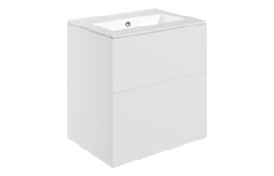 Cuffley 610mm Wall Hung 2 Drawer Basin Unit & 0TH Basin - Matt White