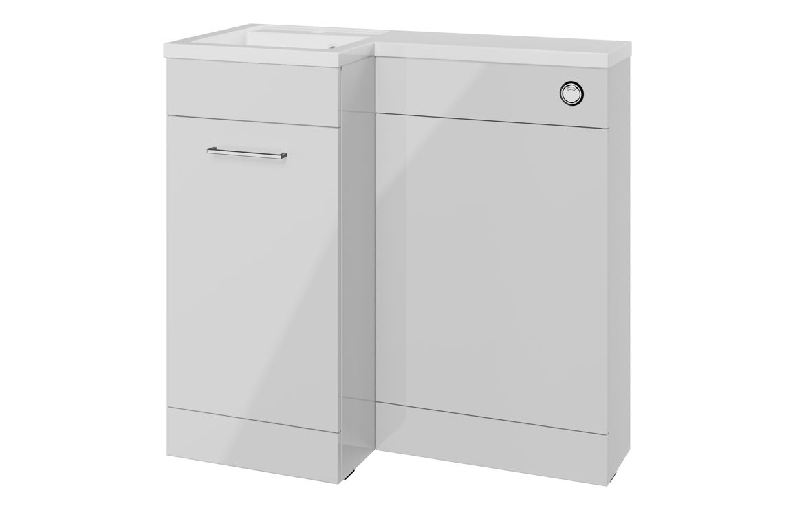 Henlow 900mm F/S L-Shape Pack & Basin (LH) - Grey Gloss