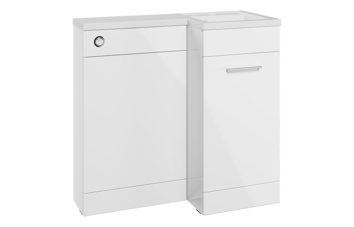 Henlow 900mm F/S L-Shape Pack & Basin (RH) - White Gloss