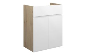 Tewin 500mm Standard Basin Unit - White Gloss (Oak Cab)