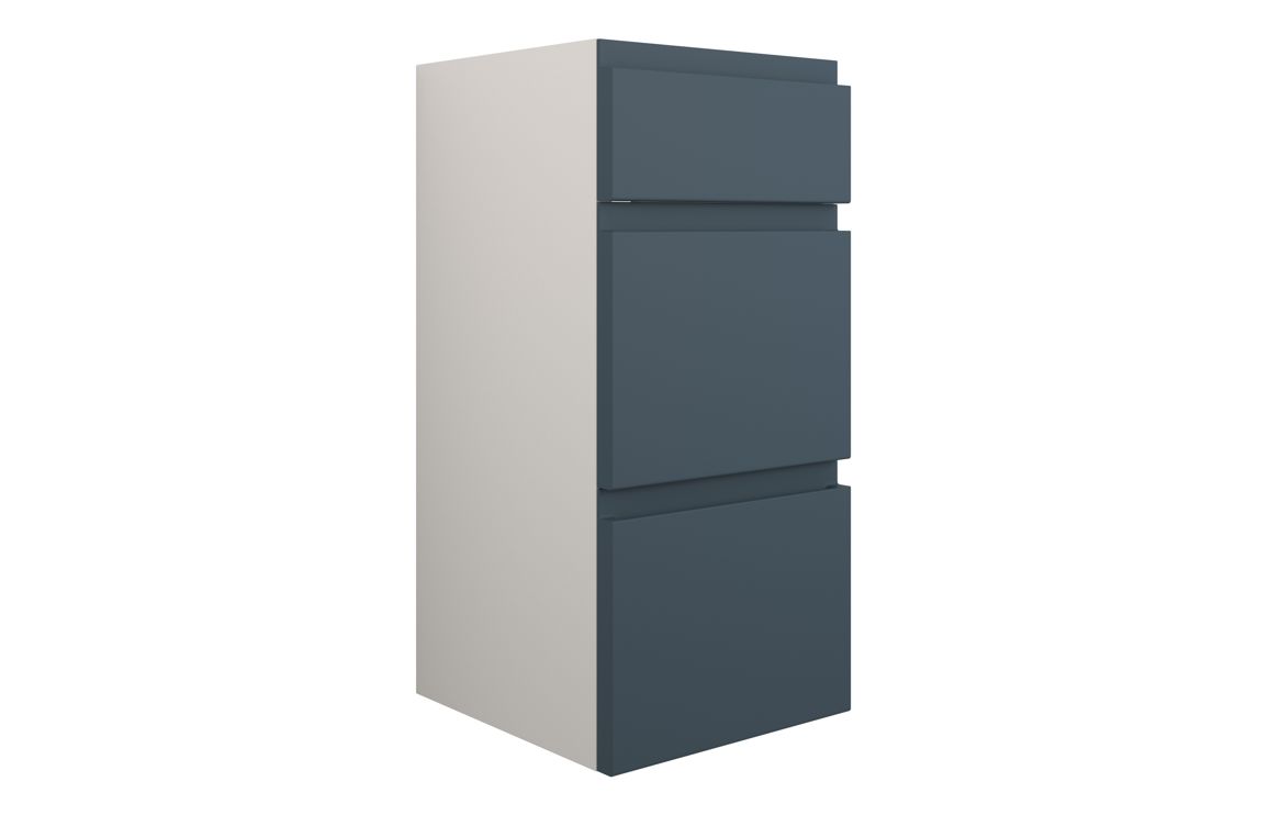 Tewin 300mm Standard 3 Drawer Unit - Matt Arley Blue (Grey Cab)